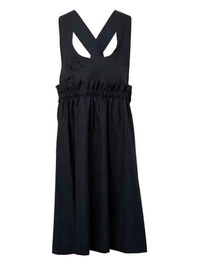 Noir Kei Ninomiya Tropical Pinafore Ruffled Dress In Black
