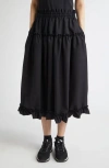 Noir Kei Ninomiya Tropical Wool Midi Skirt In Black