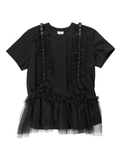 Noir Kei Ninomiya Tulle-detailing T-shirt In Black