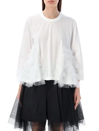Noir Kei Ninomiya Tulle Insert T-shirt In White