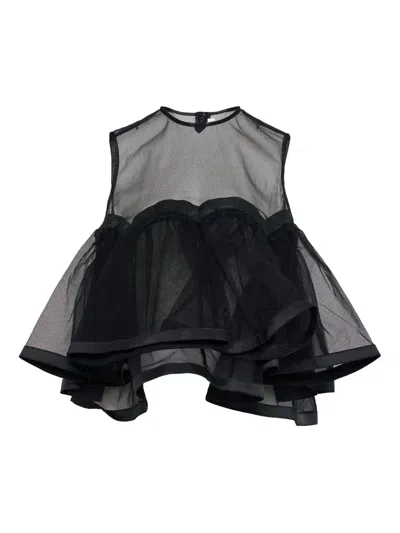 Noir Kei Ninomiya Tulle-layered Top In Black