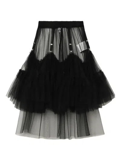 Noir Kei Ninomiya Tulle Midi Skirt In Black