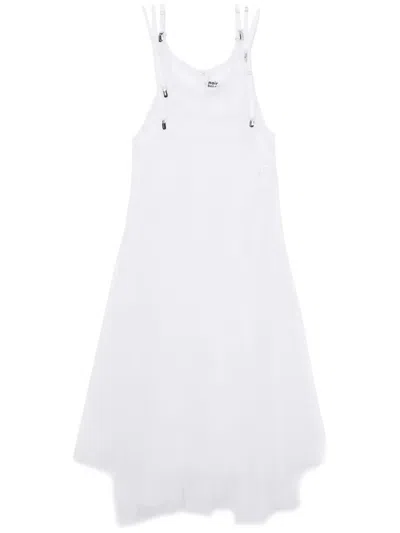 Noir Kei Ninomiya Nylon Tulle & Cotton Mini Dress In White