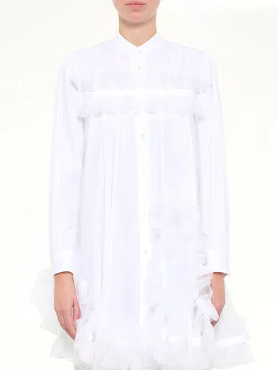 Noir Kei Ninomiya Tulle Shirt Dress In White