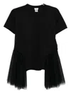 Noir Kei Ninomiya Tulle-sleeved T-shirt In Black