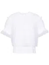 Noir Kei Ninomiya Tulle-sleeved T-shirt In White