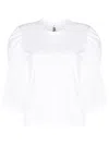 Noir Kei Ninomiya Tulle-sleeves Cotton T-shirt In White