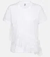 Noir Kei Ninomiya Tulle-trimmed Cotton Jersey T-shirt In White