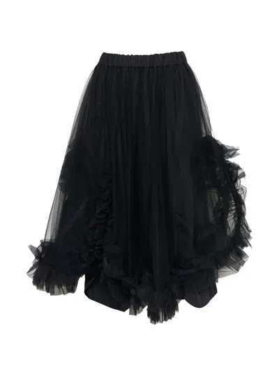 Noir Kei Ninomiya Tulle-overlay Skirt In Black