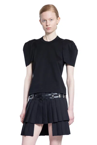 NOIR KEI NINOMIYA MAGLIETTA IN JERSEY DI COTONE CON MANICHE A SBUFFO