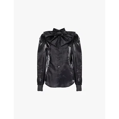 Noir Kei Ninomiya Tie-neck Satin Shirt In Black