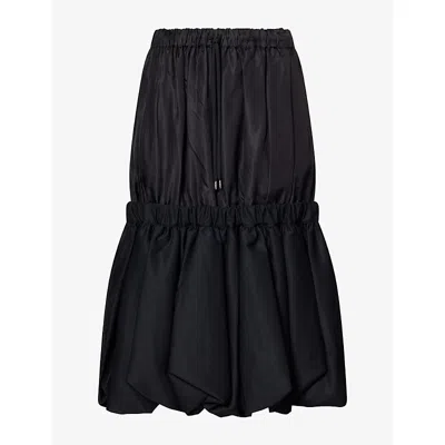 Noir Kei Ninomiya Womens Tiered Balloon Woven Midi Skirt Black