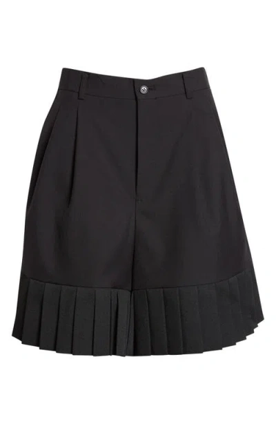 Noir Kei Ninomiya Wool Blend Gabardine Shorts In Black