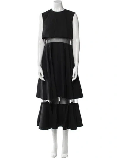 Pre-owned Noir Kei Ninomiya Wool Long Dress In Black