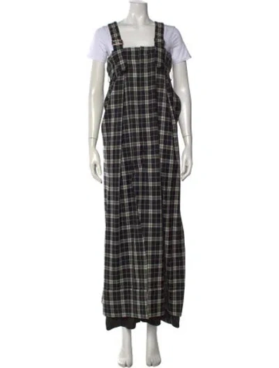 Pre-owned Noir Kei Ninomiya Wool Plaid Print Jumpsuit In Black