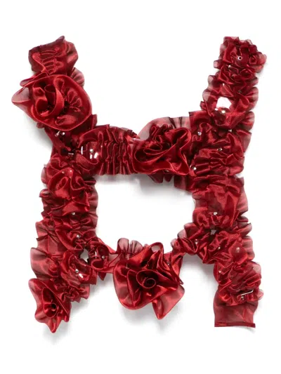 Noir Kei Ninomiya X Comme Des Garçons Flower-appliqué Harness In Red
