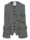 Noir Kei Ninomiya X Comme Des Garçons Houndstooth Vest In Gray