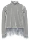 Noir Kei Ninomiya X Comme Des Garcons Velvet Top In Grey