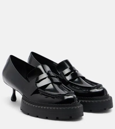 Noir Kei Ninomiya X Jimmy Choo Leather Loafer Pumps In Black