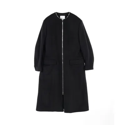 Noir Kei Ninomiya Zip Up Coat Wool Cashmere In Black