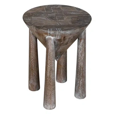 Noir Kongo Side Table In Weathered Teak