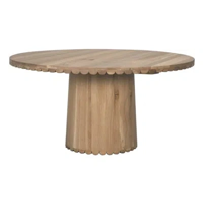 Noir Lane 60" Solid Oak Pedestal Dining Table In White Oak,clear Flat