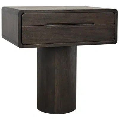 Noir Langford Solid Wood Pedestal End Table In Ebony Walnut
