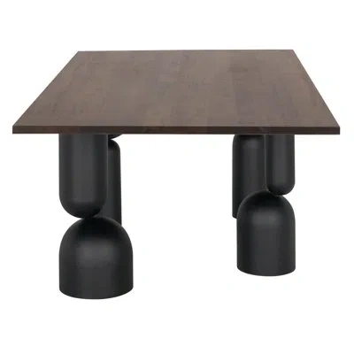 Noir Leandra Dining Table With Walnut Top In Dark Walnut