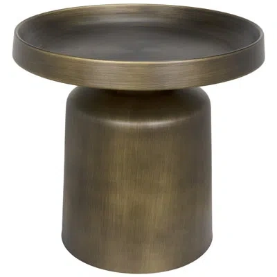 Noir Lee Steel Tray Top Pedestal End Table In Aged Brass