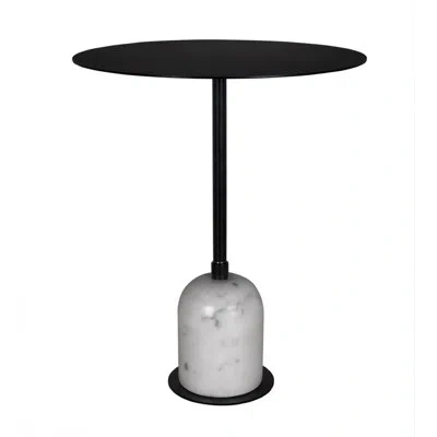 Noir Letitia Iron Top End Table In Matte Black