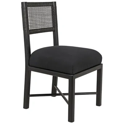 Noir Lobos Solid Wood Side Chair In Charcoal Black