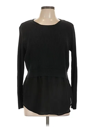 Pre-owned Noir Long Sleeve Top Black Crew Neck Tops