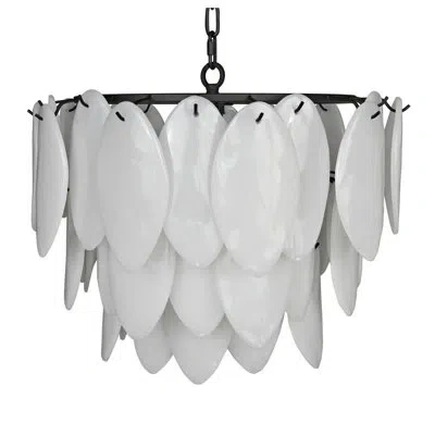 Noir Lotus 4 - Light Tiered Chandelier In Matte Black,white