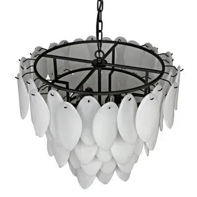Noir Lotus 4 - Light Tiered Chandelier In Matte Black,white