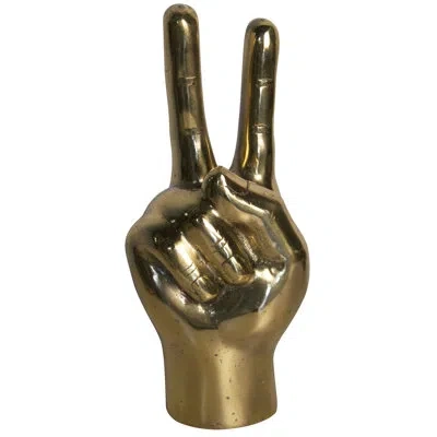 Noir Lusk Peace Sign Sculpture In Antique Brass