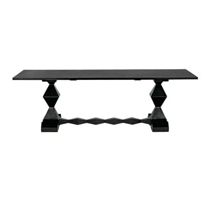 Noir Madeira 96" Mahogany Solid Wood Trestle Dining Table In Hand Rubbed Black