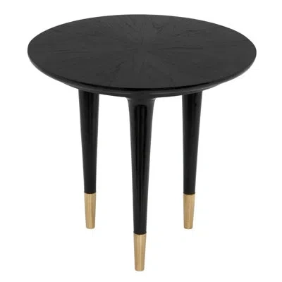 Noir Maganini Solid Wood 3 Legs End Table In Charcoal Black