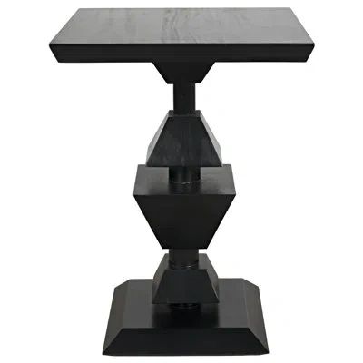 Noir Majesty Solid Wood Pedestal End Table In Hand Rubbed Black