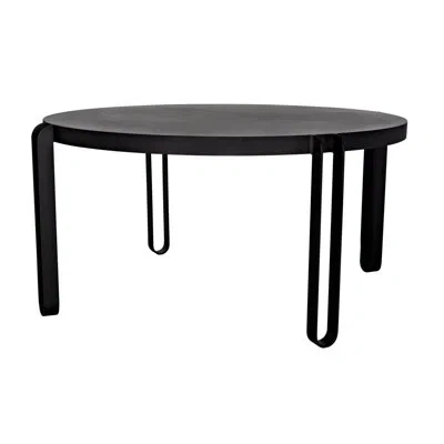 Noir Marcellus Steel Dining Table In Black Metal