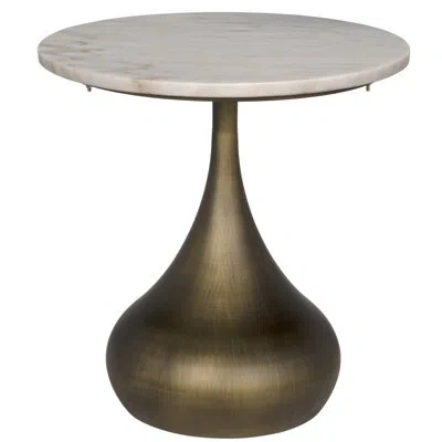 Noir Mateo Pedestal End Table In White Marble