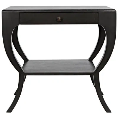 Noir Maude Solid Wood End Table With Storage In Pale