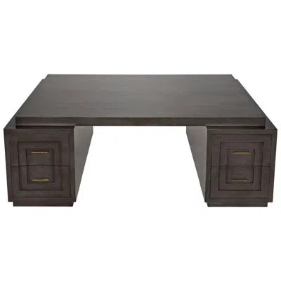 Noir Mentor Solid Wood Writing Desk In Pale