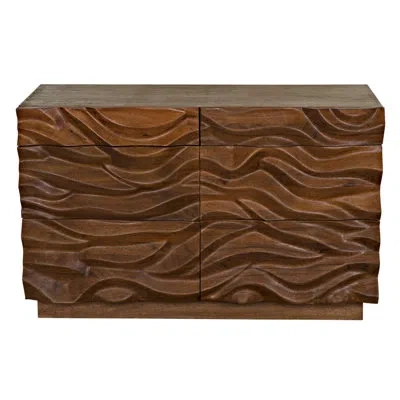 Noir Mirage 48" Wide 6 Drawer Walnut Solid Wood Sideboard In Dark Walnut
