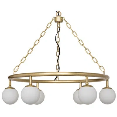 Noir Modena 6 - Light Unique / Statement Wagon Wheel Chandelier In Antique Brass