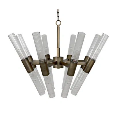 Noir Moira 8 - Light Cylinder Chandelier In Aged Brass