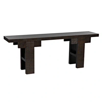 Noir Nabu 82" Solid Wood Console Table In Black
