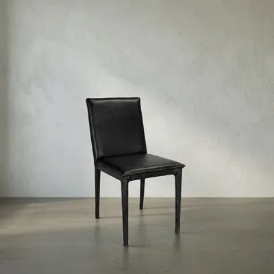 Noir Newton Dining Chair, Ebony Black Leather