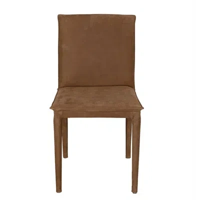Noir Newton Leather Upholstered Back Side Chair Dining Chair In Orris Brown