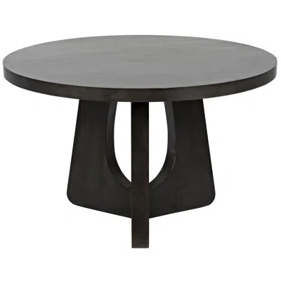 Noir Nobuko Mahogany Solid Wood Pedestal Dining Table In Pale Black
