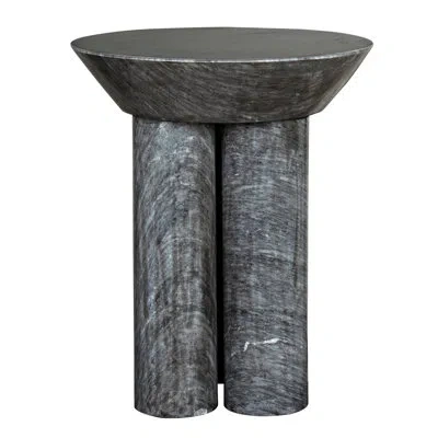 Noir Nox 100% Marble Block End Table In Black